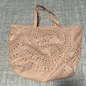 Pink fake leather tote bag